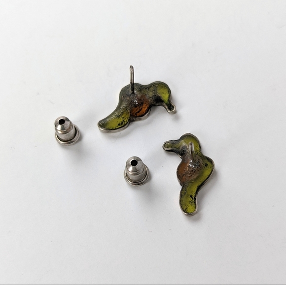 🇨🇴 Handmade Artisan Silver and Resin Bird Earrings Made In Colombia - Picture 6 of 6